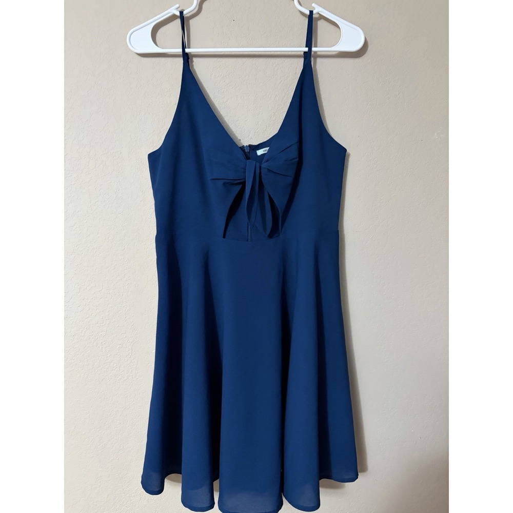 Kimchi Blue Navy Blue Bow Front Cutout Fit and Flare Mini Dress Size 6